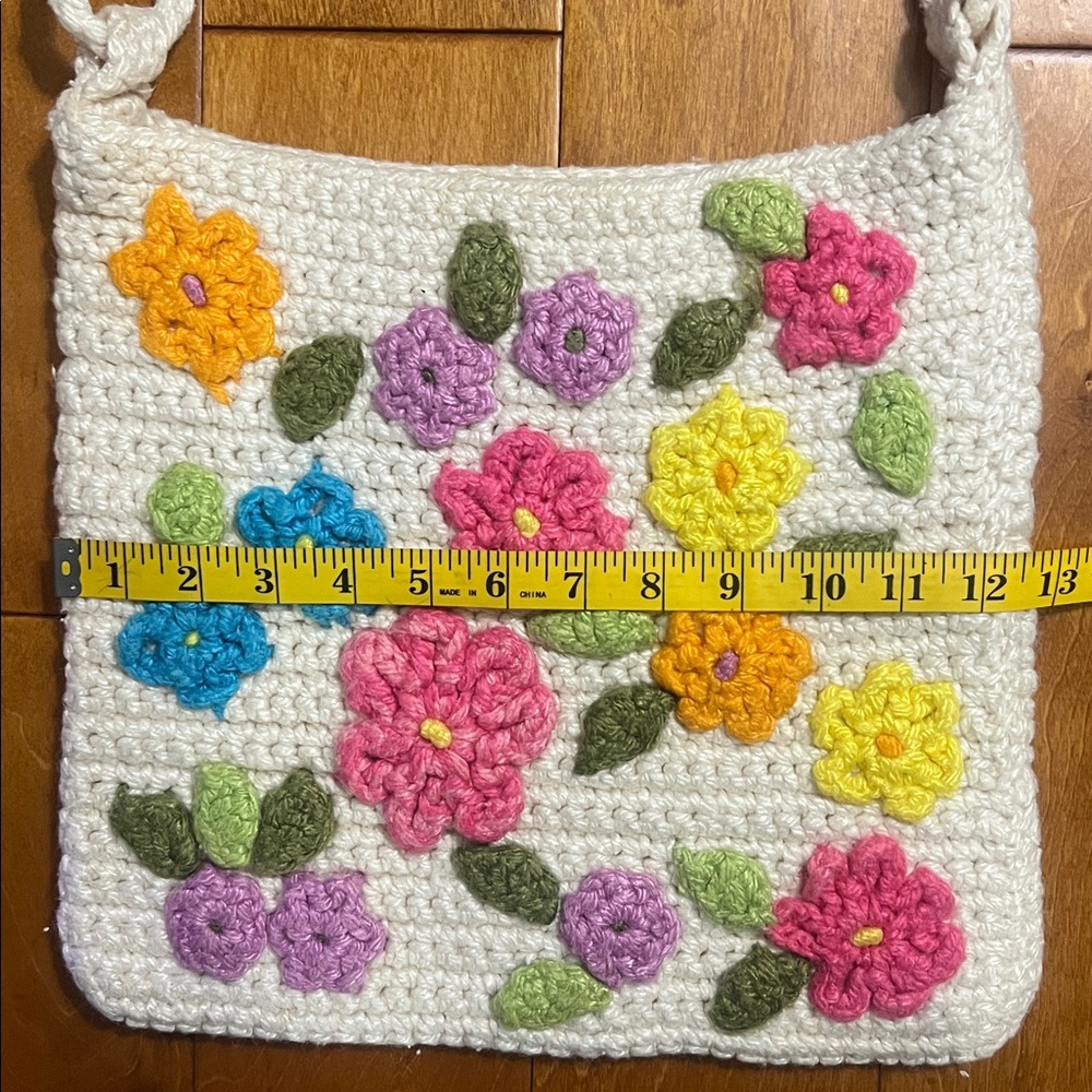 Handmade Floral Crochet Shoulder Bag Purse Boho Indie Multi-Color - Picture 3 of 6